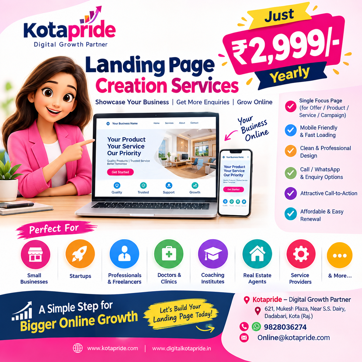 Landing Page Creation Services at Rs. 2,999/- Yearly